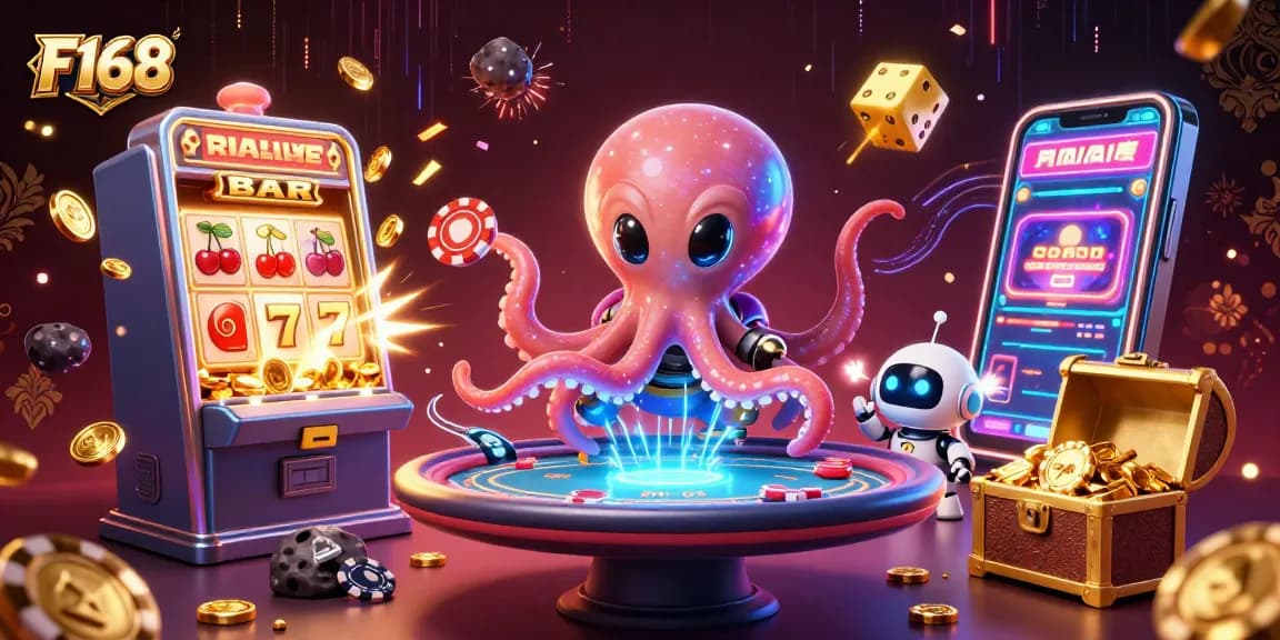 Experience thrilling gaming at F168 with 3D alien octopus and poker fun