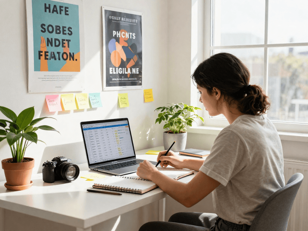 Focused individual using rokok88 tools in a vibrant workspace for personal development.