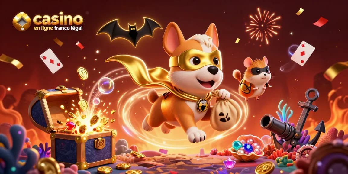 Participez à l'aventure dans un casino en ligne France légal avec ce héros canin portant une cape dorée.