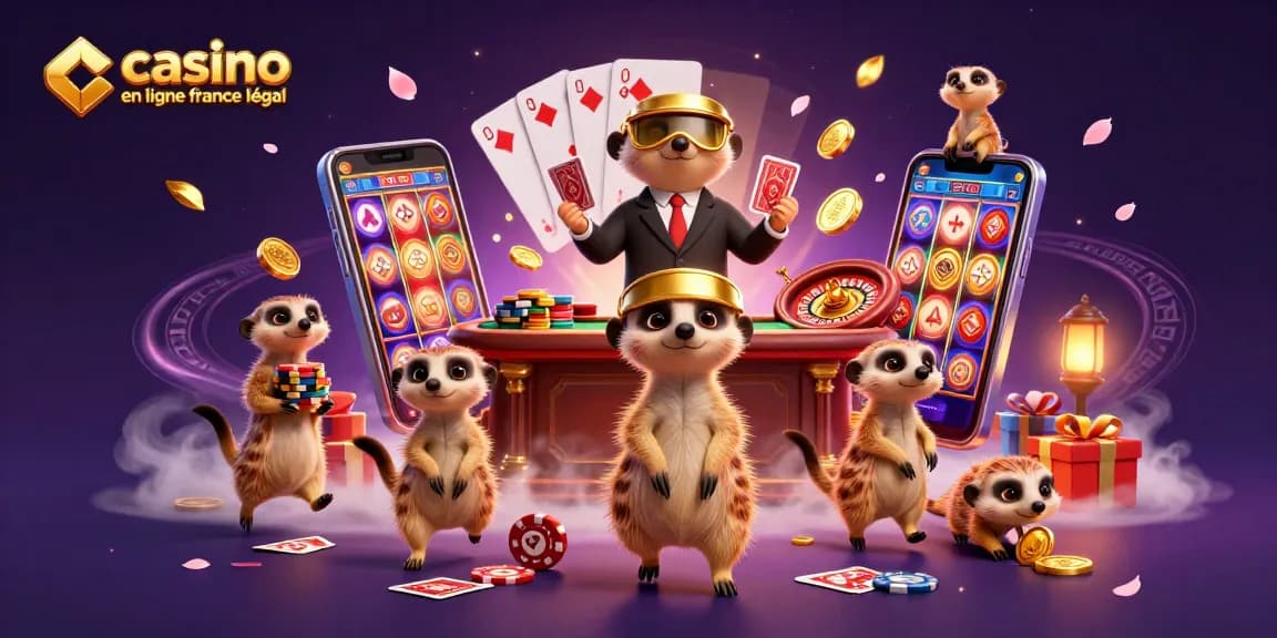 Casino en ligne France légal : découvrez une scène déchaînée avec des suricates dirigeant un casino dynamique.