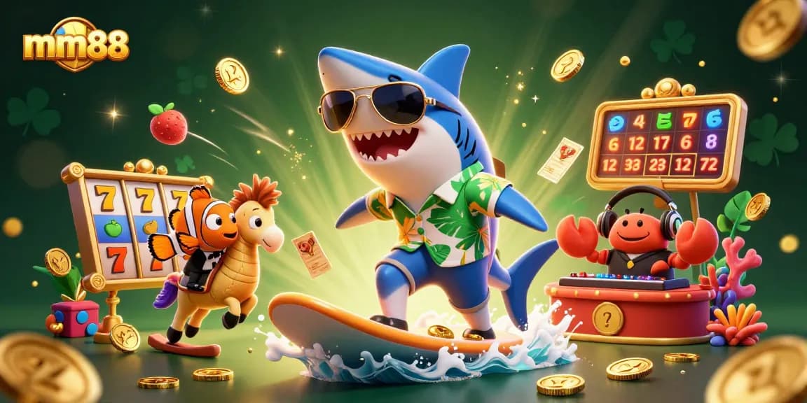 Experience thrilling winnings at mm88 with a vibrant 3D casino scene filled with excitement!