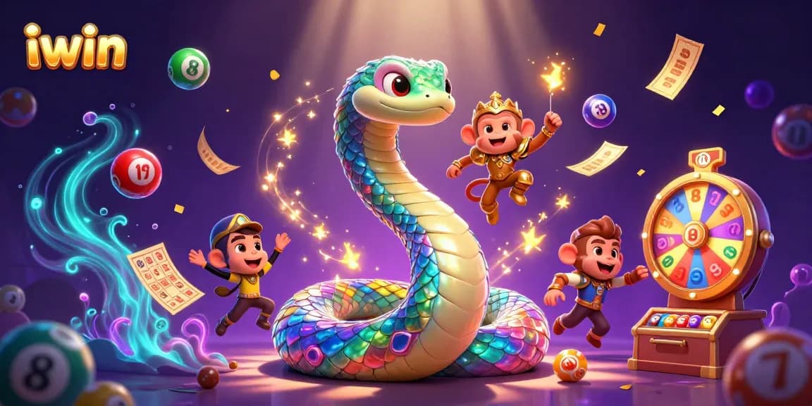 Engage with iwin's vibrant gaming world featuring dynamic lottery elements and magical characters.