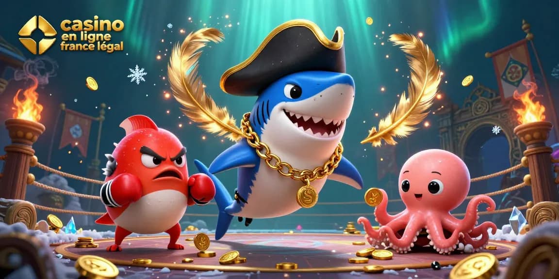 Participer aux jeux de casino en ligne France légal avec un poisson-pirate et un pouf boxeur.