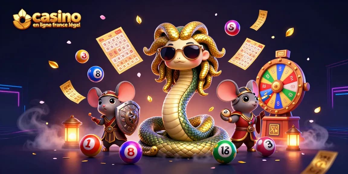 Illustration représentative d'un casino en ligne France légal avec Medusa et une souris guerrière.