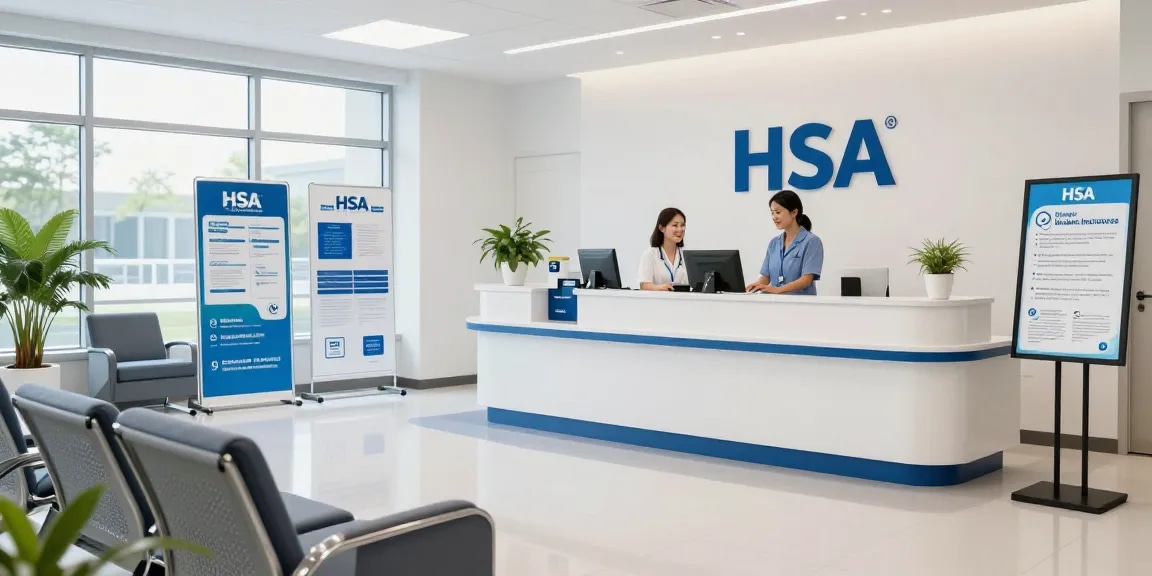 HSA health insurance plans promoting patient care in a modern health clinic.