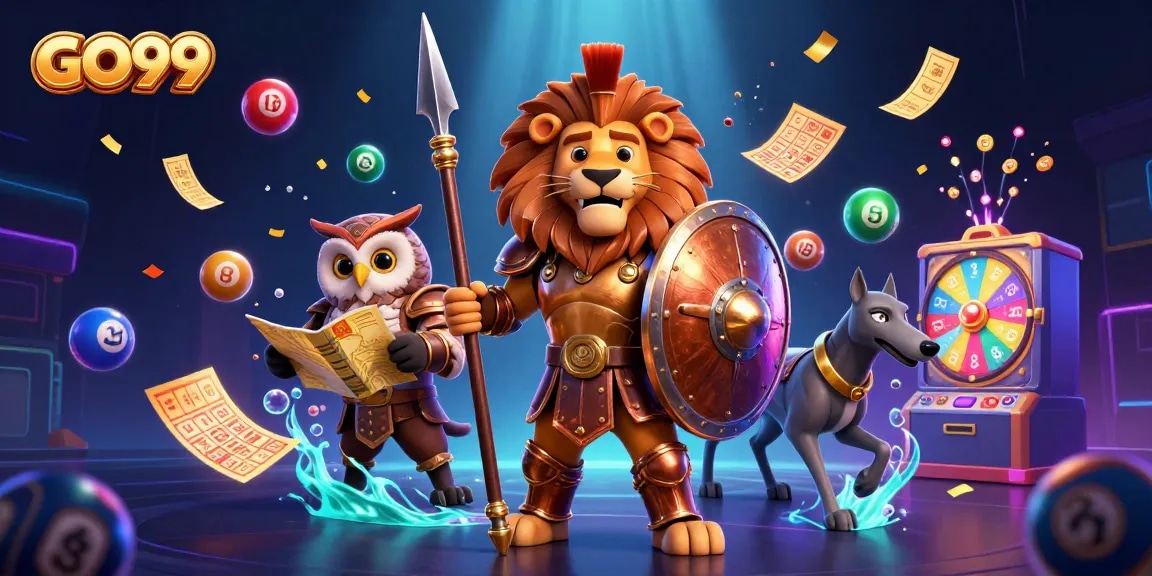 Engage with GO99's vibrant lottery scene showcasing exciting gameplay elements and dynamic characters.