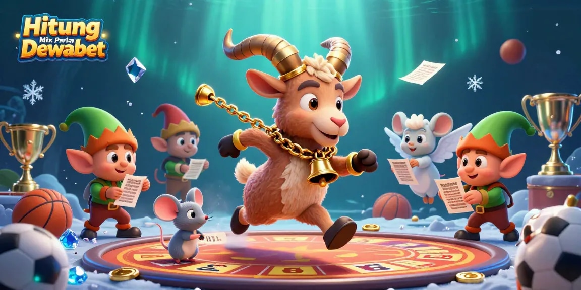 Engage in thrilling sports betting with Hitung Mix Parlay Dewabet in a festive casino scene.