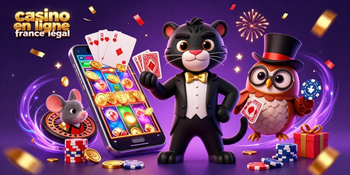Profitez d'une scène de jeu avec le casino en ligne légal en France mettant en avant des personnages 3D attrayants et des éléments festifs.