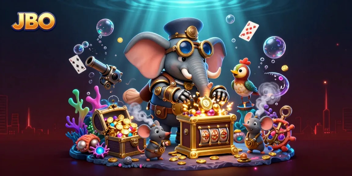 Experience thrilling wins at JBO with steampunk characters on a vibrant slot machine adventure.