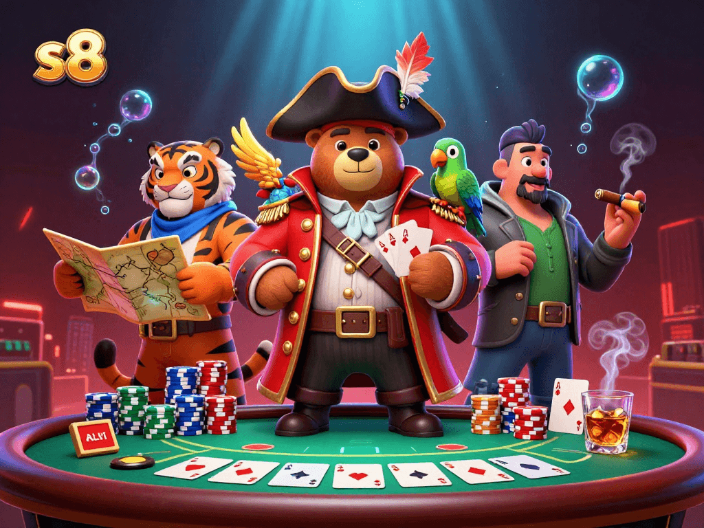 Engage with thrilling s8 gaming world featuring vibrant characters amidst dramatic casino action.