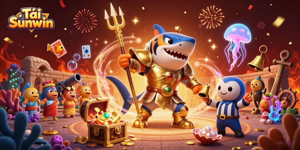 Tải Sunwin and master the exciting underwater casino games with vibrant 3D illustration.