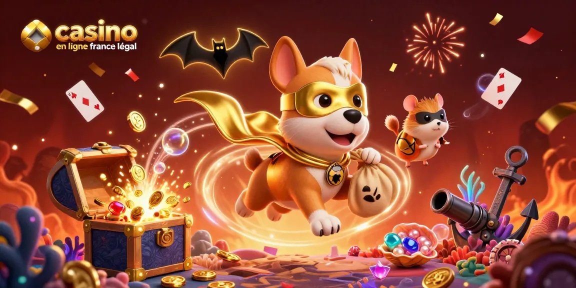 Participez à l'aventure dans un casino en ligne France légal avec ce héros canin portant une cape dorée.