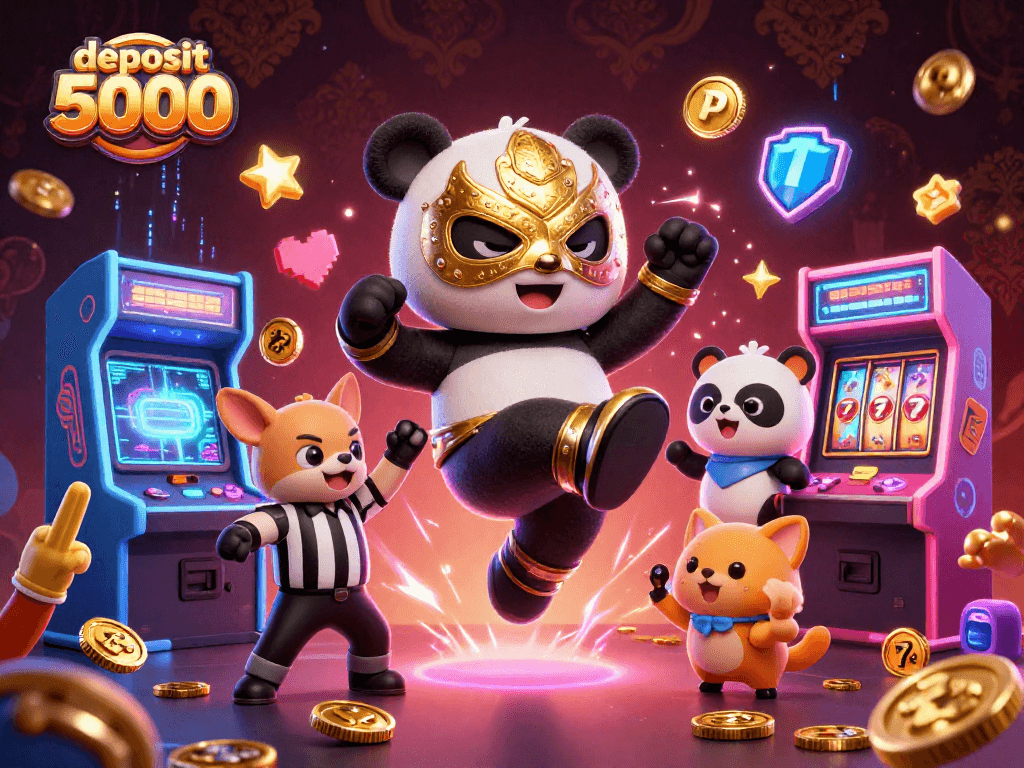 Engage in the thrill of gambling as you deposit 5000 for exciting gaming action featuring colorful characters.
