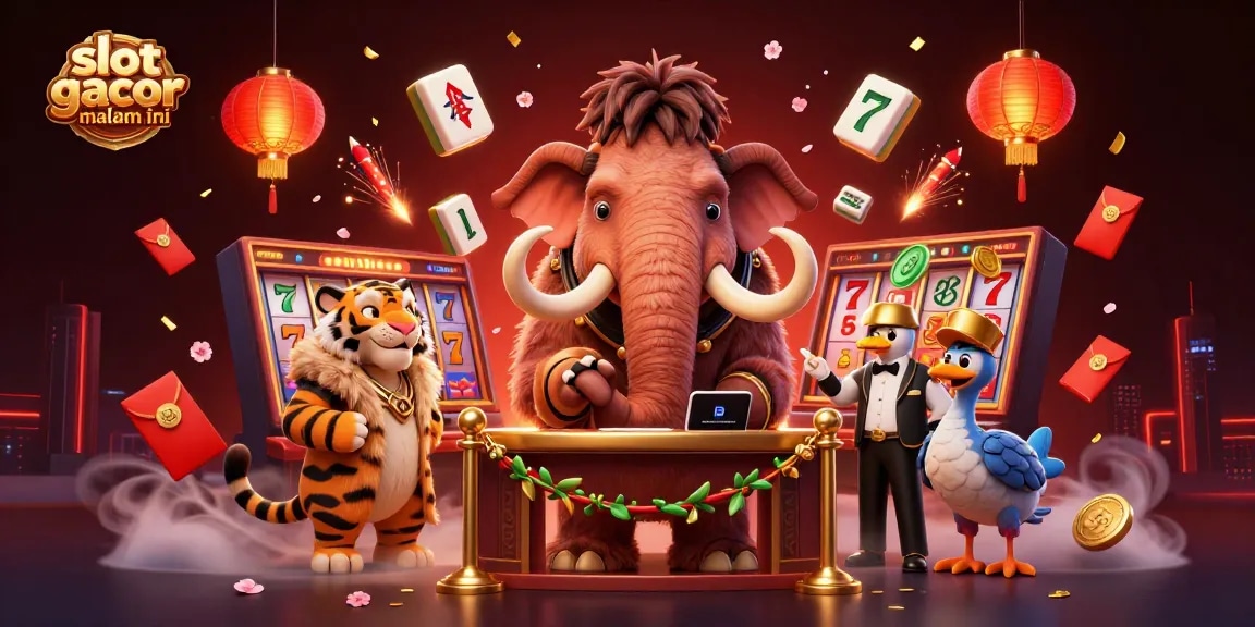 Experience the thrill of slot gacor malam ini with vibrant 3D illustration featuring unique casino characters.