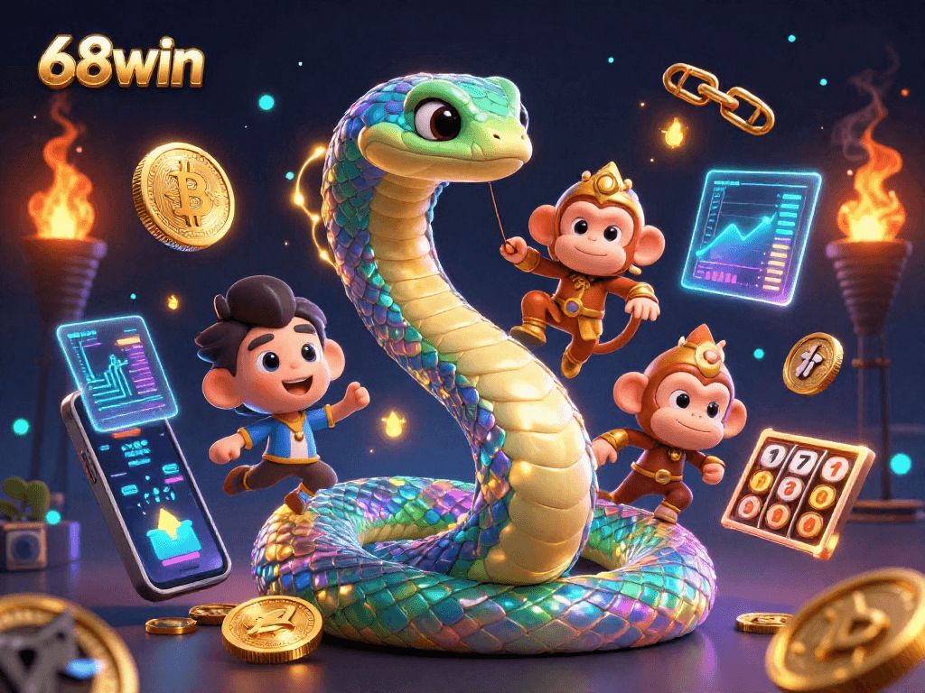 Experience thrilling gaming with 68win's vibrant slot scenes and dynamic crypto elements