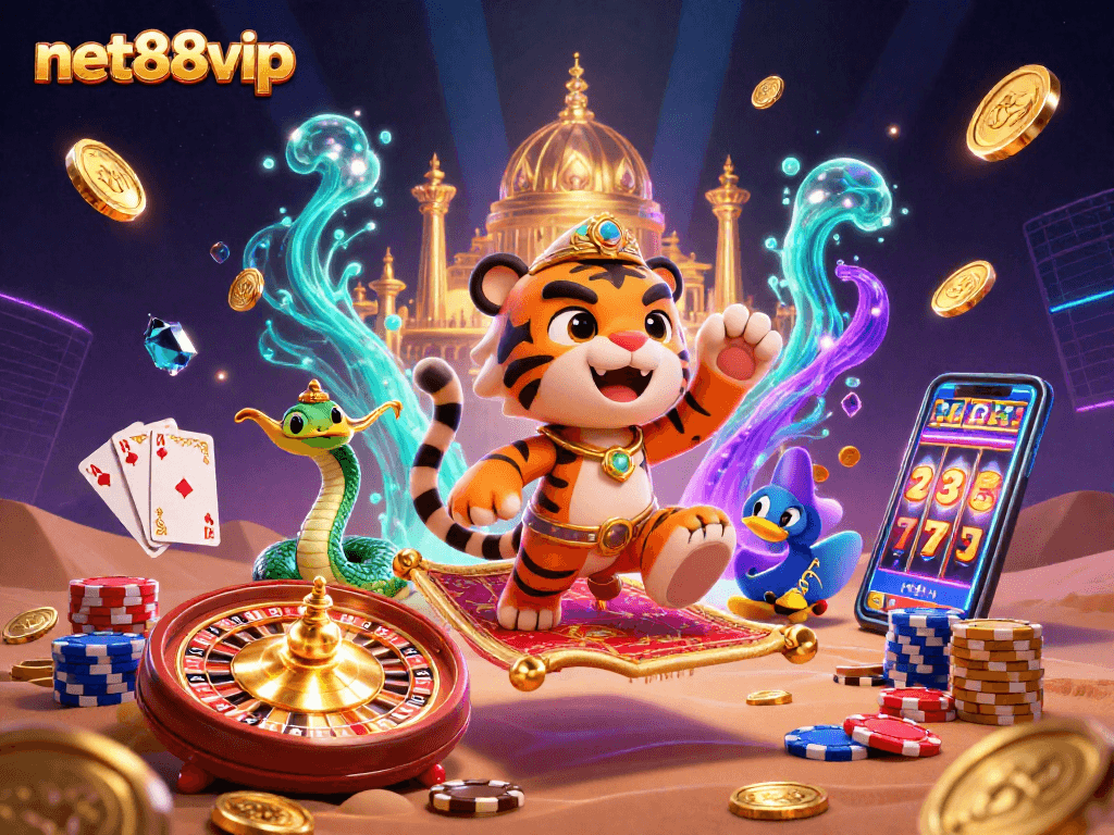 Experience thrilling wins with net88vip, showcasing a vibrant 3D casino adventure filled with excitement.