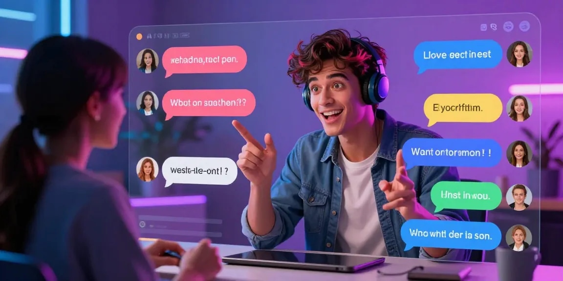 Vibrant AI chat room for engaging ai chat nsfw interactions with lively avatars and playful conversation.