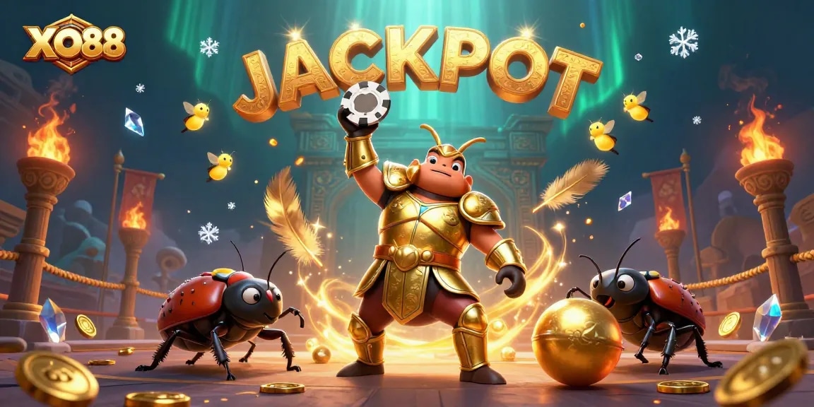 Experience the excitement of XO88 with a vibrant 3D illustration showcasing victory in casino action.