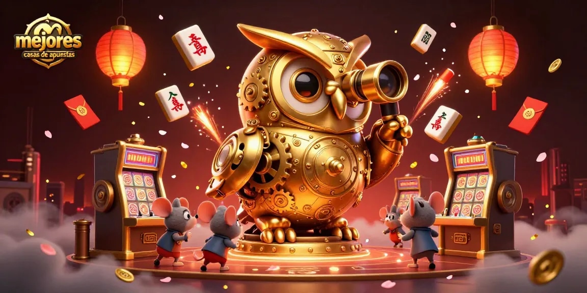 Los mejores casas de apuestas en una vibrante escena de casino con elementos dinámicos y personajes divertidos.