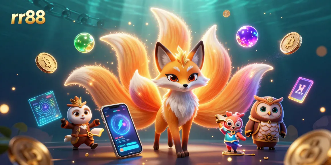 Engage with rr88's captivating gaming experience featuring a glowing nine-tailed fox spirit.