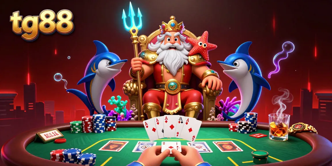 Engage with thrilling tg88 poker action featuring Neptune and vibrant game elements in a dynamic scene.