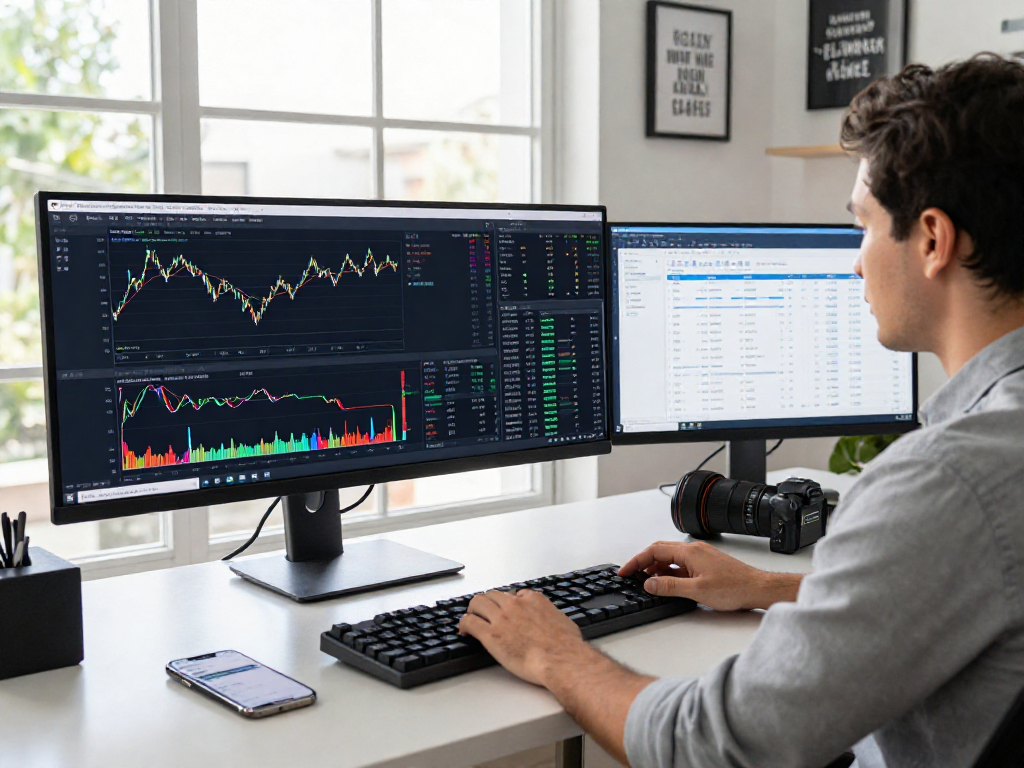 Dynamic trading environment showcasing MetaTrader 5 capabilities with charts and data on multiple screens
