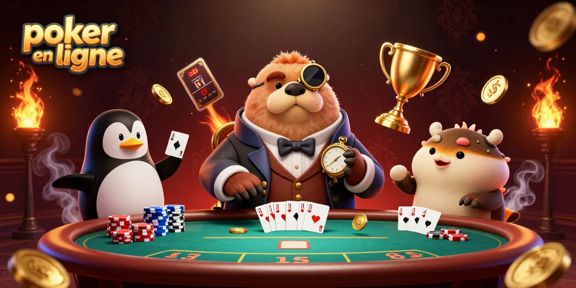 Jouer au poker en ligne avec des personnages dynamiques dans une scène sous-marine captivante.