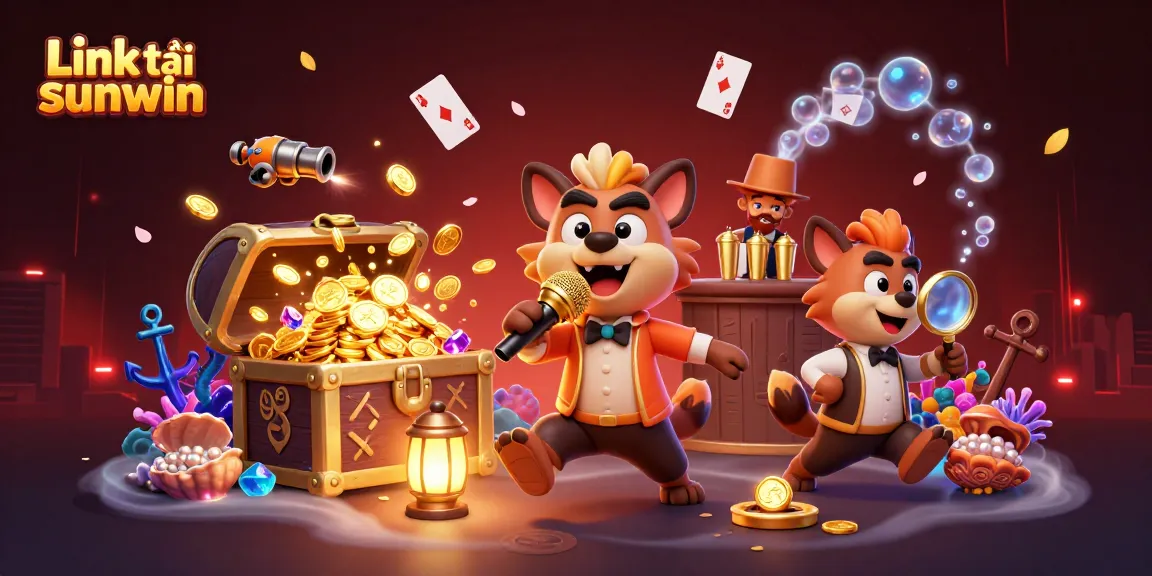 Join the fun at Link tải sunwin with hyenas celebrating in a vibrant casino scene filled with treasures.