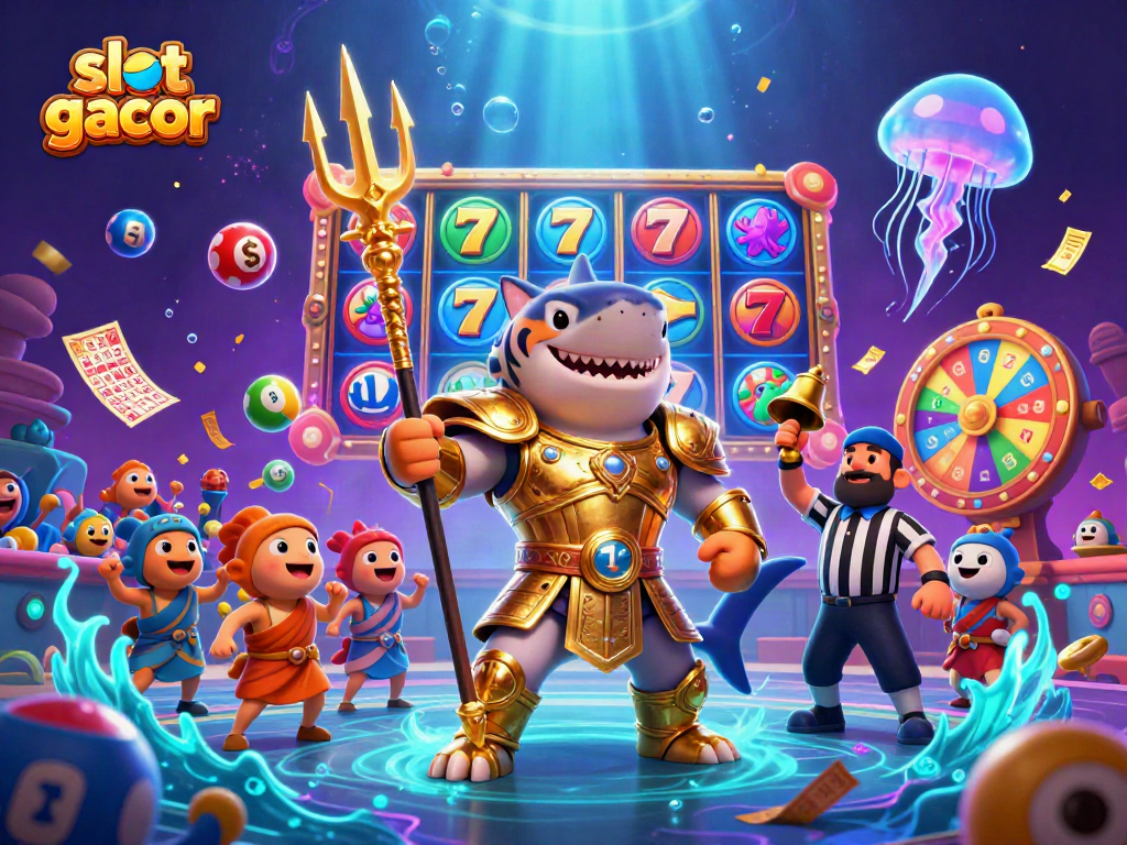 Experience slot gacor excitement with this dynamic underwater scene filled with colorful lottery elements.