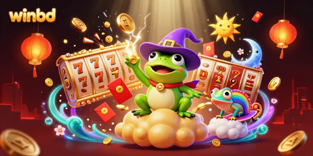 Experience winbd's vibrant gaming world of slots with magical 3D characters and coins.