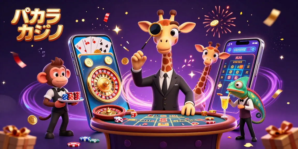 バカラ カジノのためのカラフルなゲームシーンで、勝ちのチップが散らばるガラフルなイラスト。