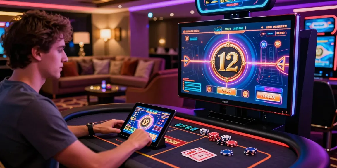 Permainan kasino online luxury12 dengan suasana mewah dan pencahayaan neon.