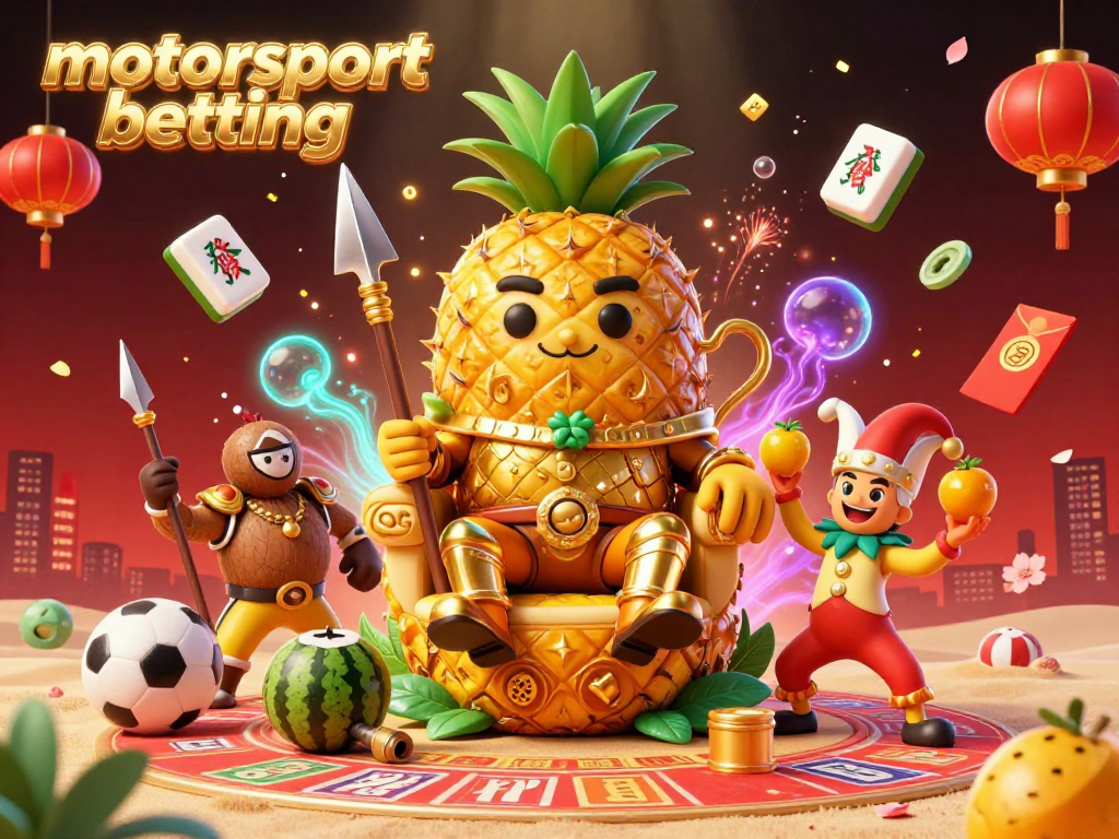 Engage in motorsport betting excitement with this ultra-detailed 3D scene illustrating dynamic casino elements.