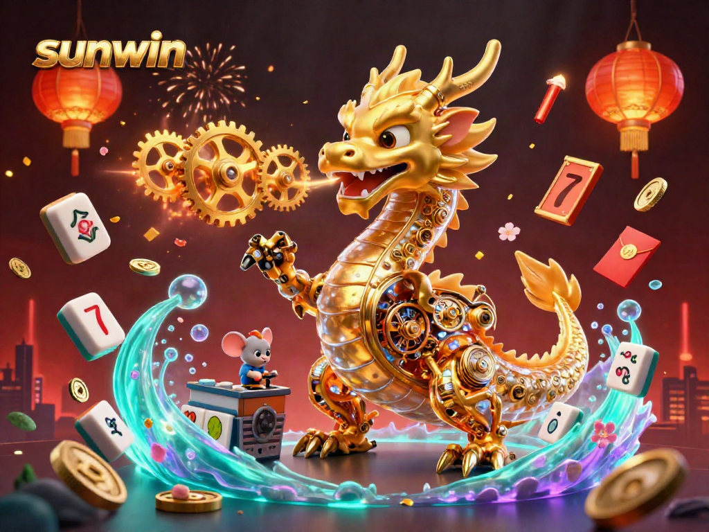 Experience thrilling gameplay with sunwin's dragon and vibrant casino elements in a dynamic 3D scene.