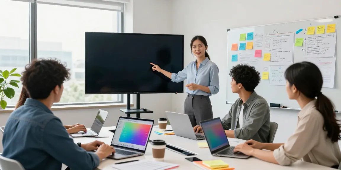 AI Google Ads copy generator team brainstorming in modern office