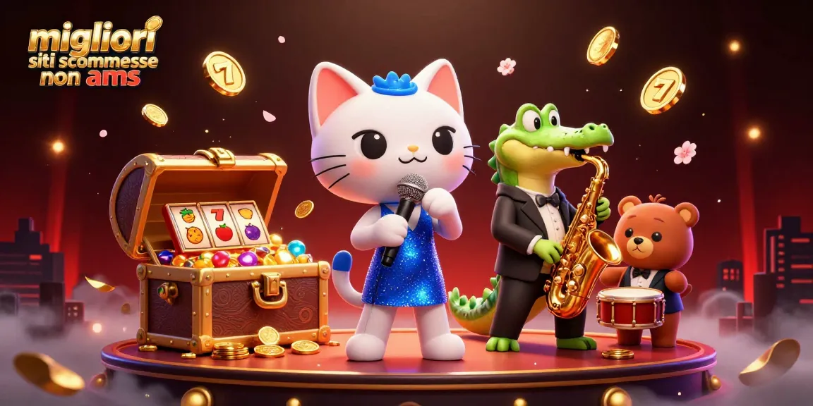 Immagine promozionale dei migliori siti scommesse non AAMS con un gatto jazz e simboli delle slot.