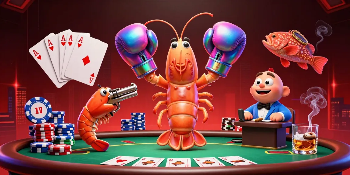 Hit on high-stakes poker with an intense scene featuring shrimp characters in action.