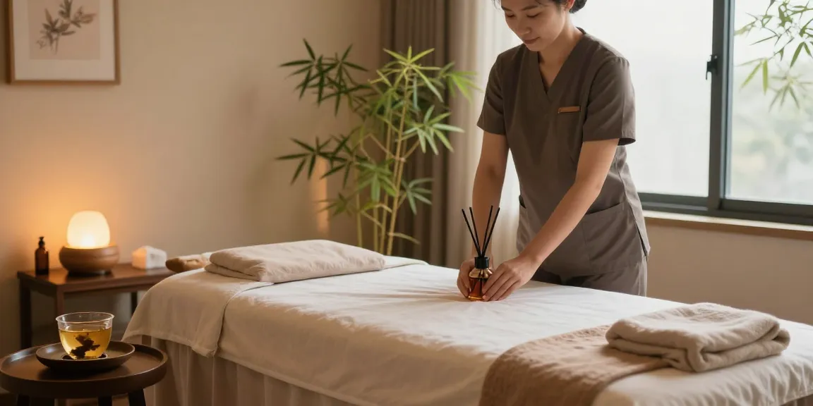 Relaxing 고양출장안마 therapy room with calming decor and professional setup.