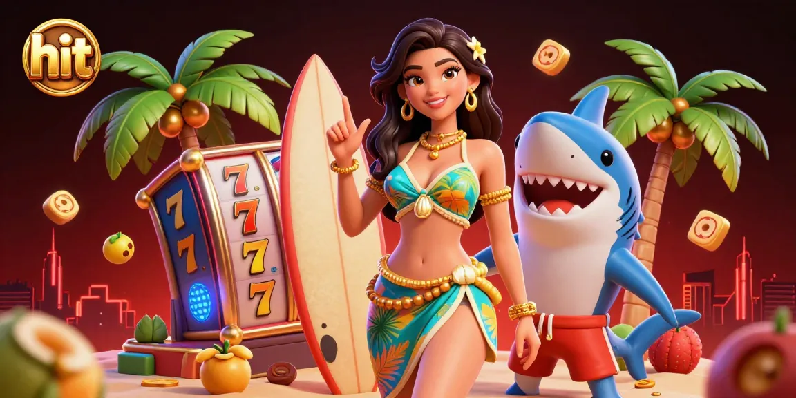 Hit the jackpot with thrilling slot games in a vibrant casino scene featuring a tropical atmosphere.