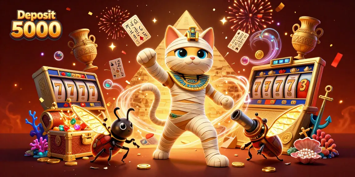 Deposit 5000 dan akses fitur slot menarik dengan kucing mummy 3D di kasino pyramid, penuh dengan harta karun