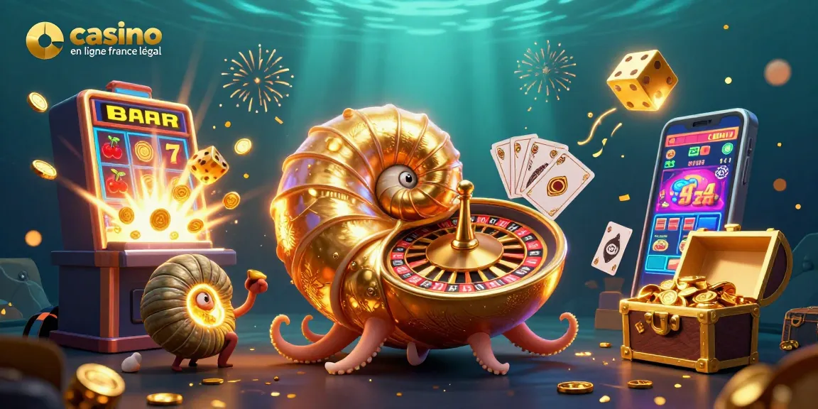 Jouez au casino en ligne France légal avec cette illustration. Roulettes, cartes, et jackpots éclatants.