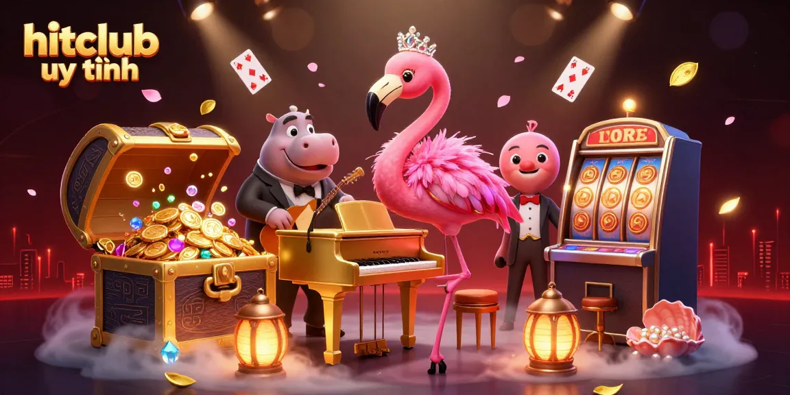 Experience win-worthy gameplay with hitclub uy tín in this vibrant casino-inspired illustration.