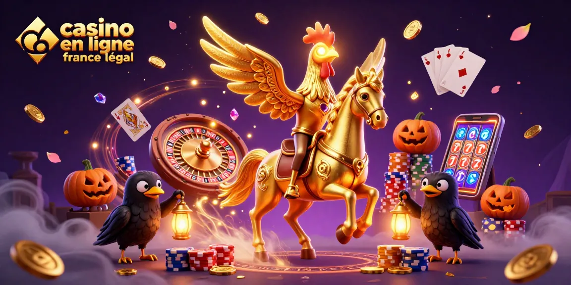 Illustration dynamique d'un casino en ligne légal en France, avec des personnages uniques et enrichissements visuels captivants.
