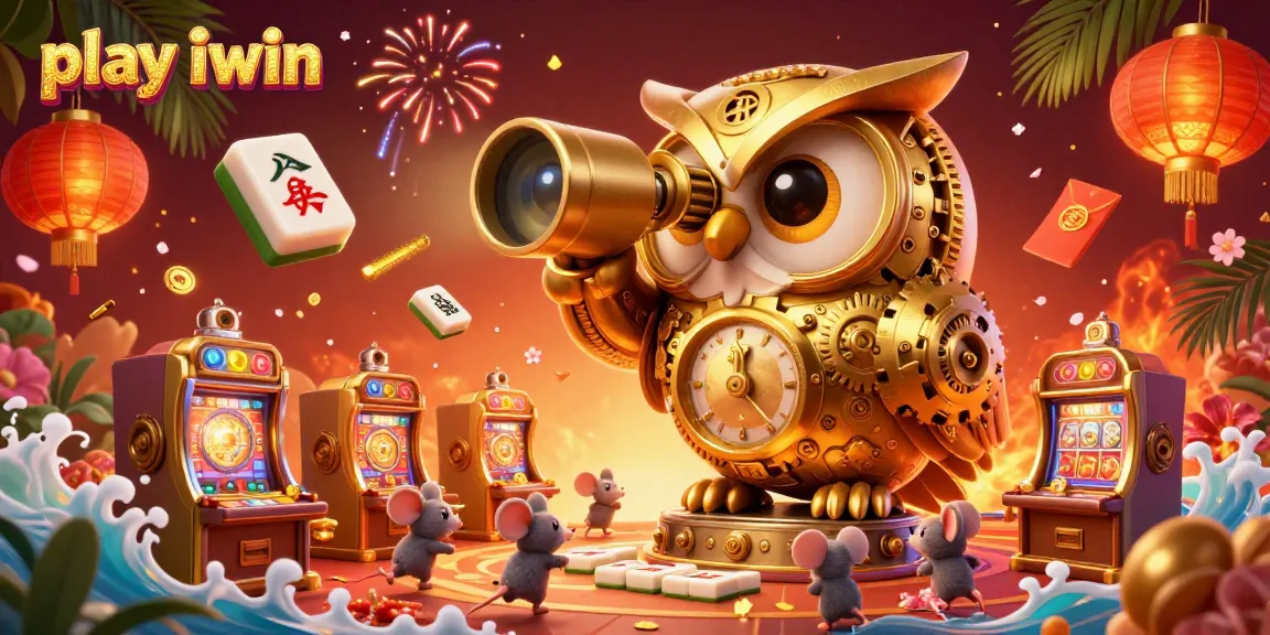Play iwin in vibrant casino scenes featuring a clockwork owl and dynamic gameplay elements.