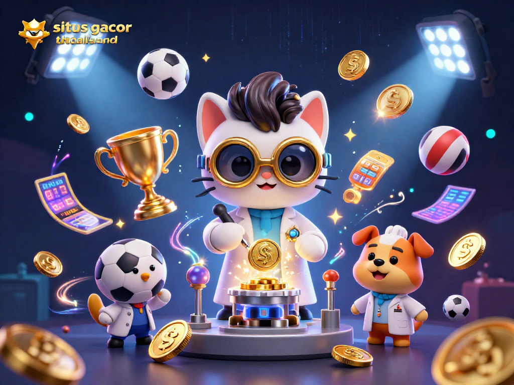 Win big with situs gacor thailand in a vibrant casino scene featuring sports elements and dynamic energy.