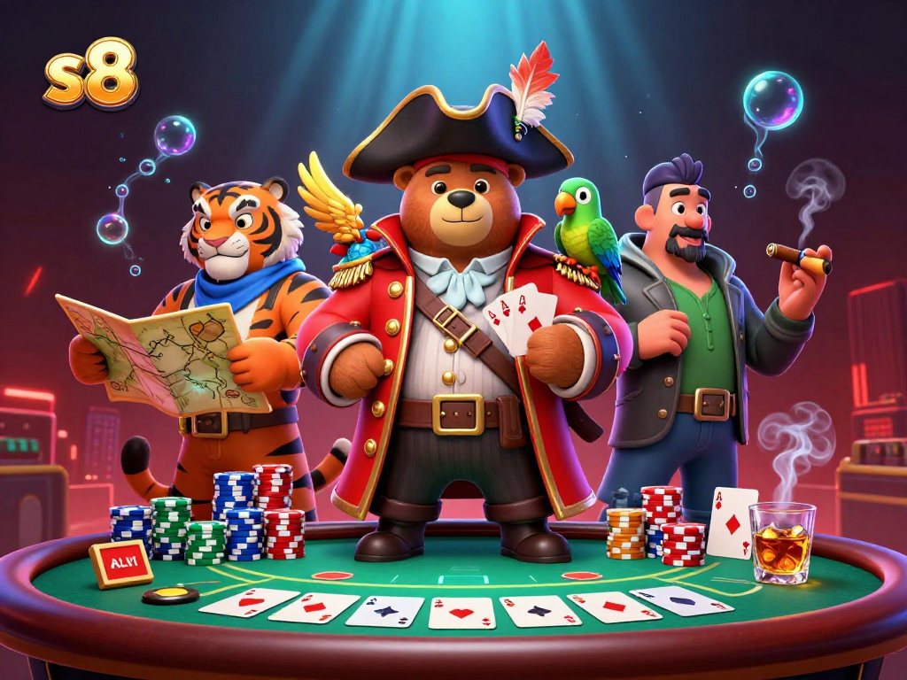 Engage with thrilling s8 gaming world featuring vibrant characters amidst dramatic casino action.