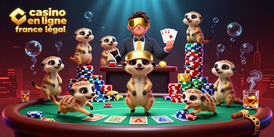 Visualiser une scène de casino en ligne légal en France avec des suricates animés jouant aux cartes.