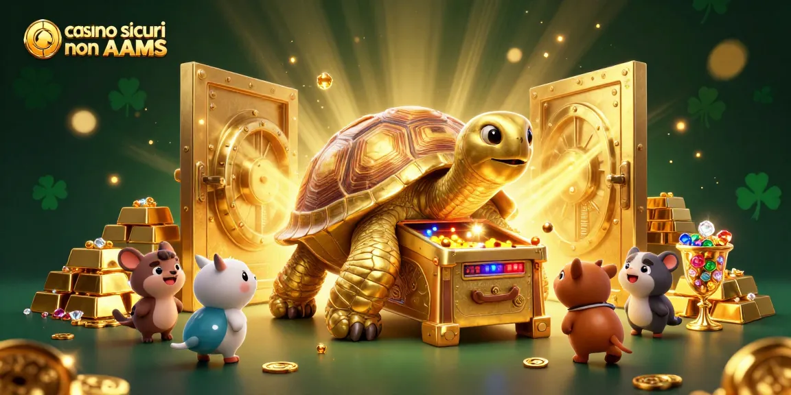 Un'affascinante scena di gioco d'azzardo con casino sicuri non AAMS, tortuga d'oro, e ricchezze scintillanti.