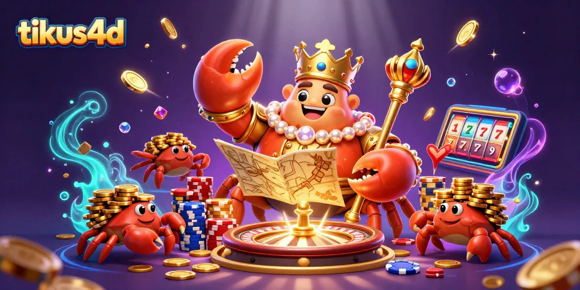Engage in the tikus4d experience with a golden crab emperor amidst rushing casino elements.