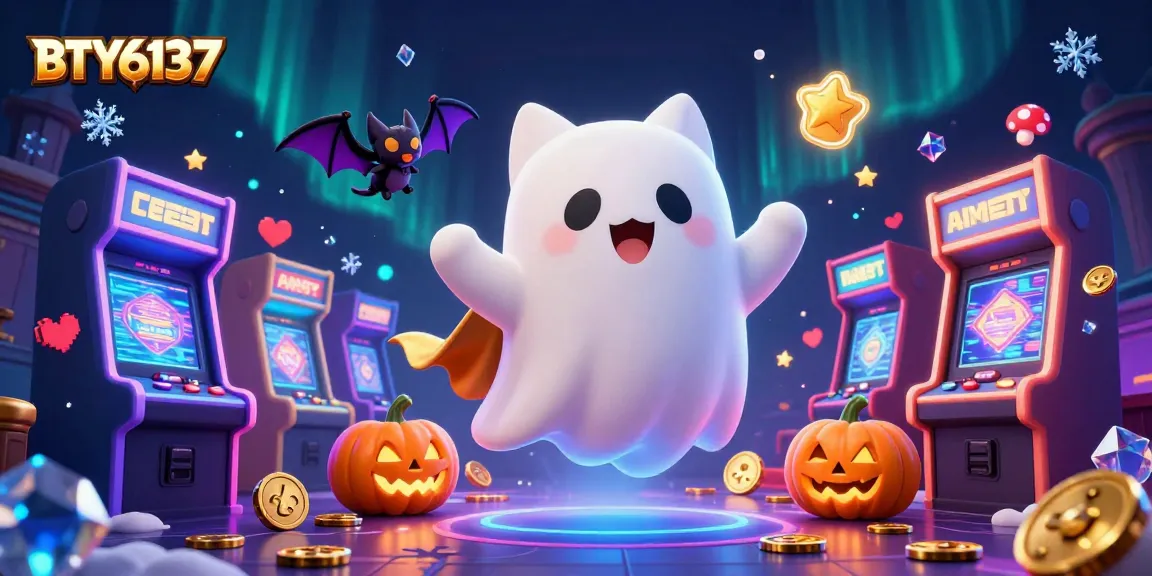 Engage with BTY6137 as a ghost cat and bat explore a haunted casino mansion filled with arcade games.